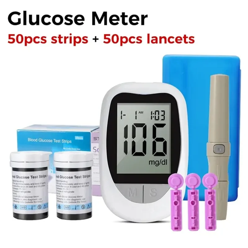 🩺 AJC Medidor de Glucosa en Sangre – Kit de Prueba para Diabetes (Con Tiras Reactivas y Lancetas)
