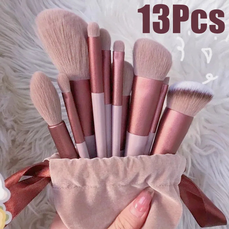 Set de Brochas de Maquillaje 13 Piezas – Ojos, Rostro y Labios