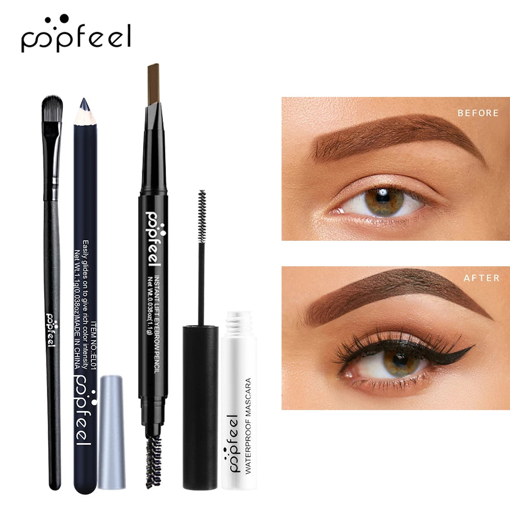 Set de Maquillaje Popfeel – Paleta de Sombras, Delineador, Máscara y Lápiz de Cejas