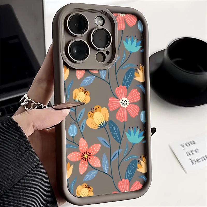 Funda de Silicona con Flores de Colores para iPhone