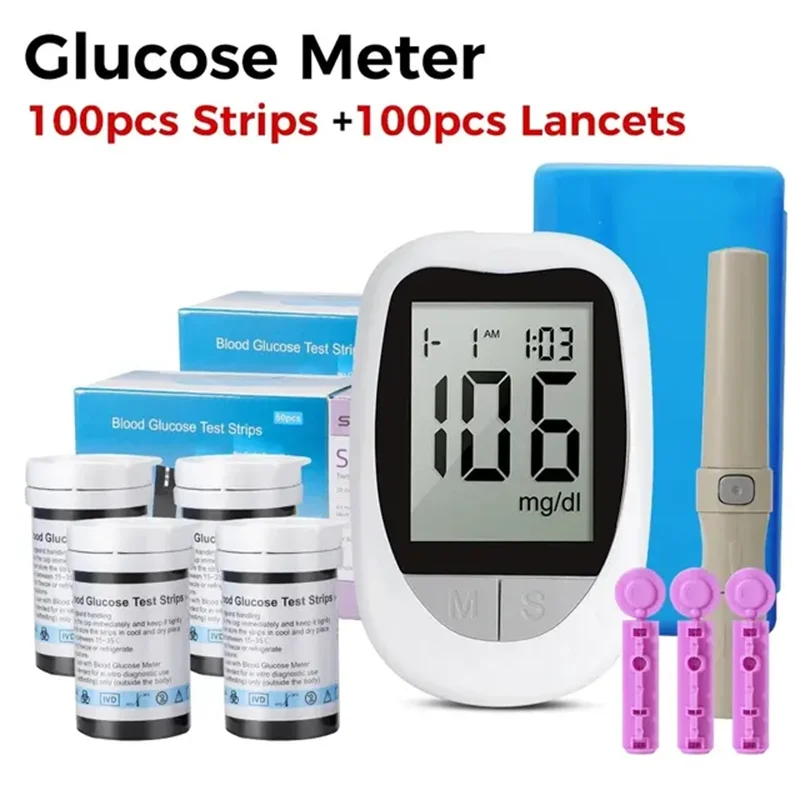 🩺 AJC Medidor de Glucosa en Sangre – Kit de Prueba para Diabetes (Con Tiras Reactivas y Lancetas)
