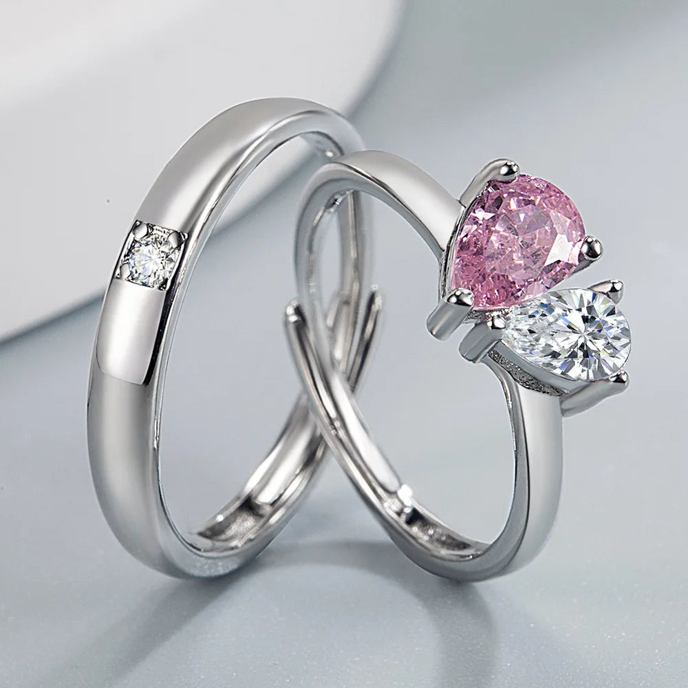 Anillos de Pareja con Diamantes y Moissanita en Plata de Ley 925