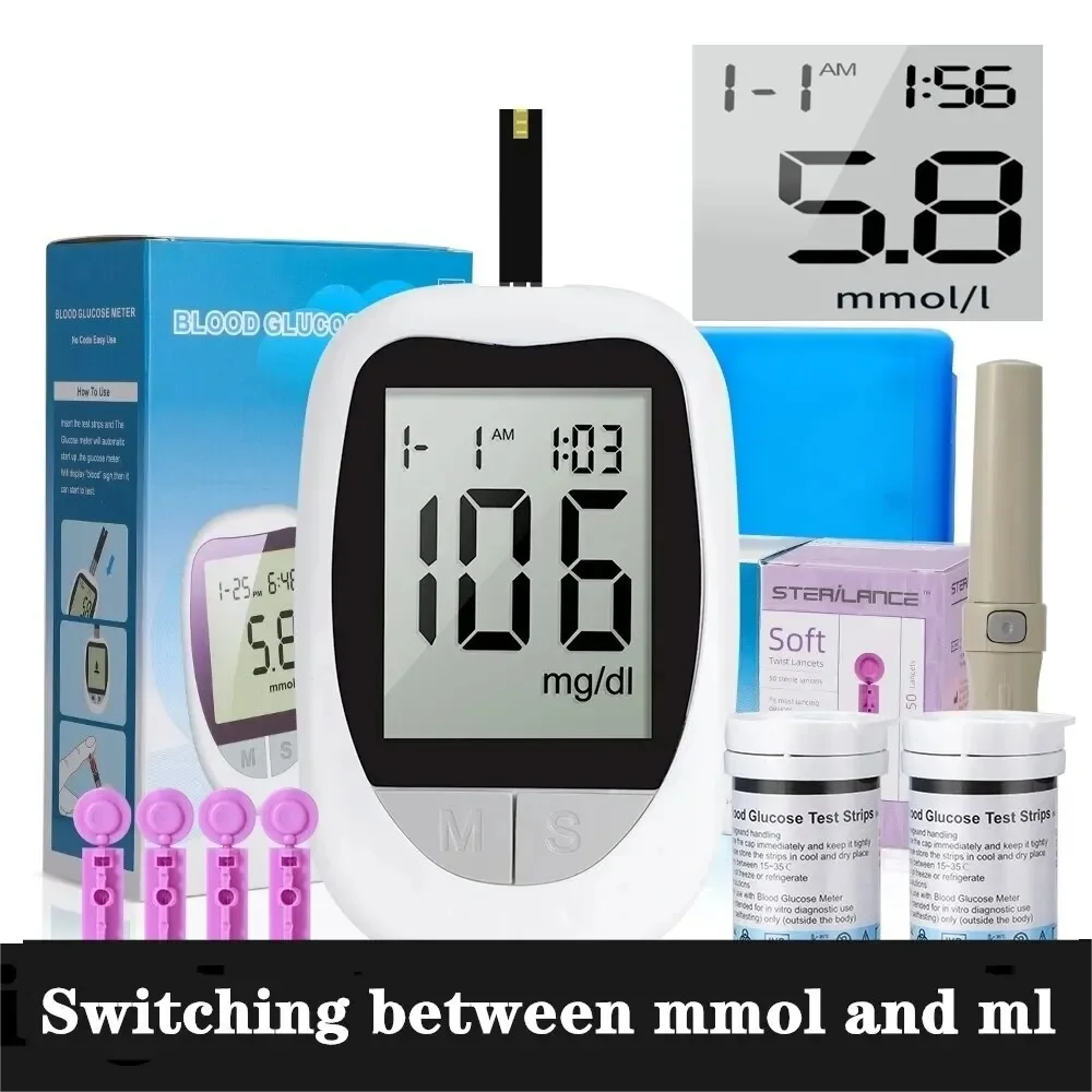 🩺 AJC Medidor de Glucosa en Sangre – Kit de Prueba para Diabetes (Con Tiras Reactivas y Lancetas)