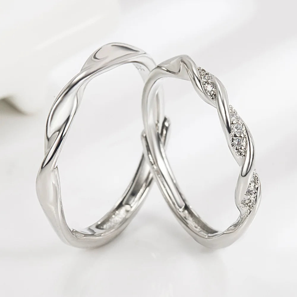 Anillos de Pareja con Diamantes y Moissanita en Plata de Ley 925
