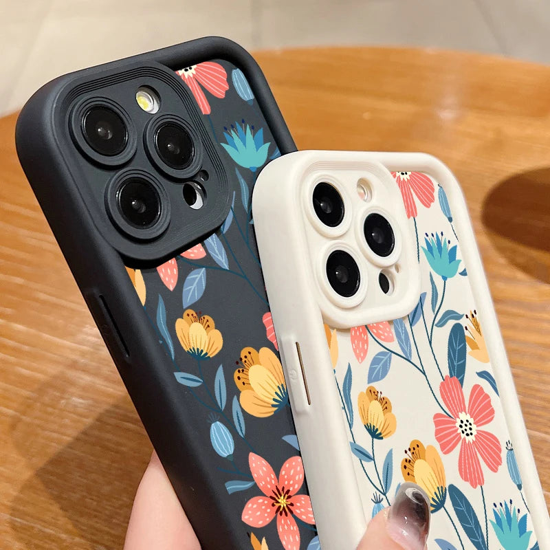 Funda de Silicona con Flores de Colores para iPhone