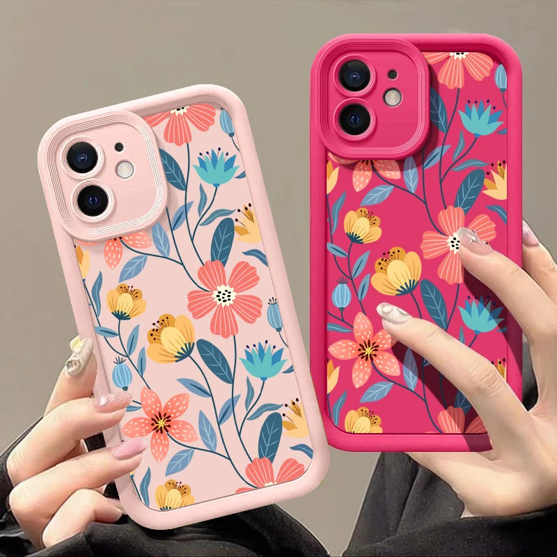 Funda de Silicona con Flores de Colores para iPhone