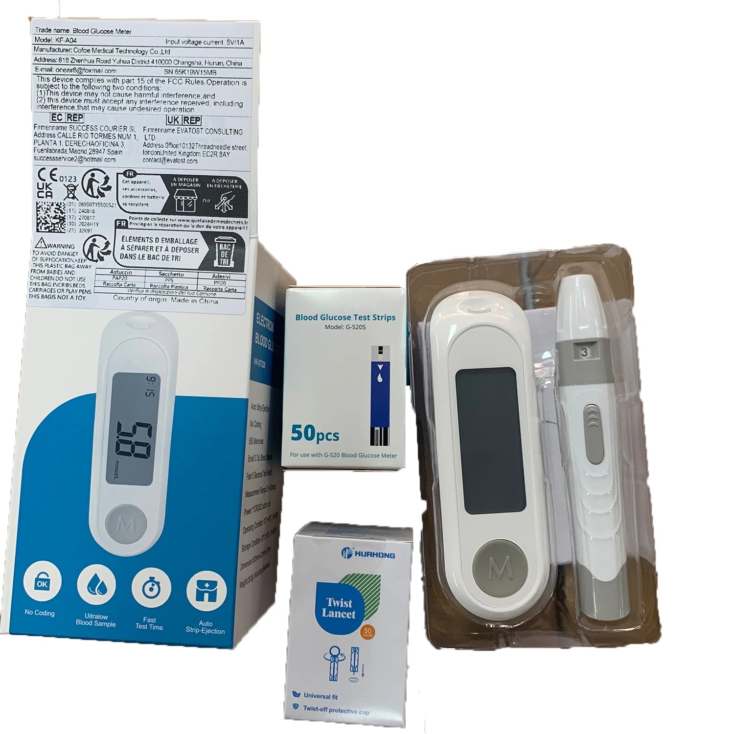 Medidor de Azúcar en Sangre  – Kit Diabetes con Bluetooth y 50 Tiras