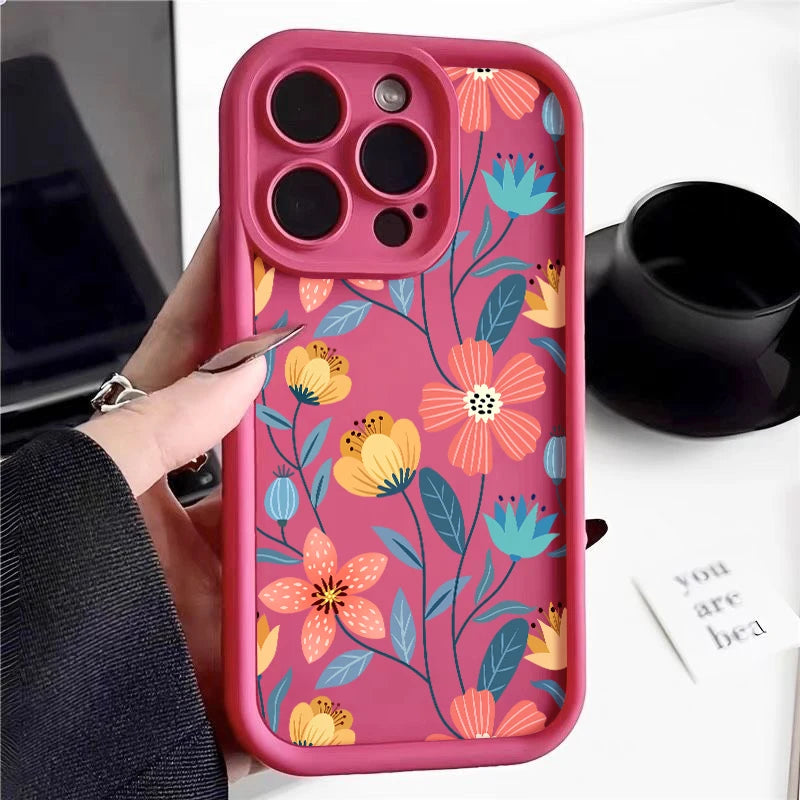 Funda de Silicona con Flores de Colores para iPhone