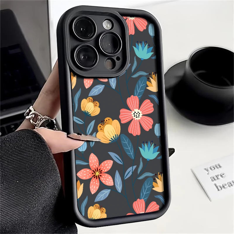 Funda de Silicona con Flores de Colores para iPhone