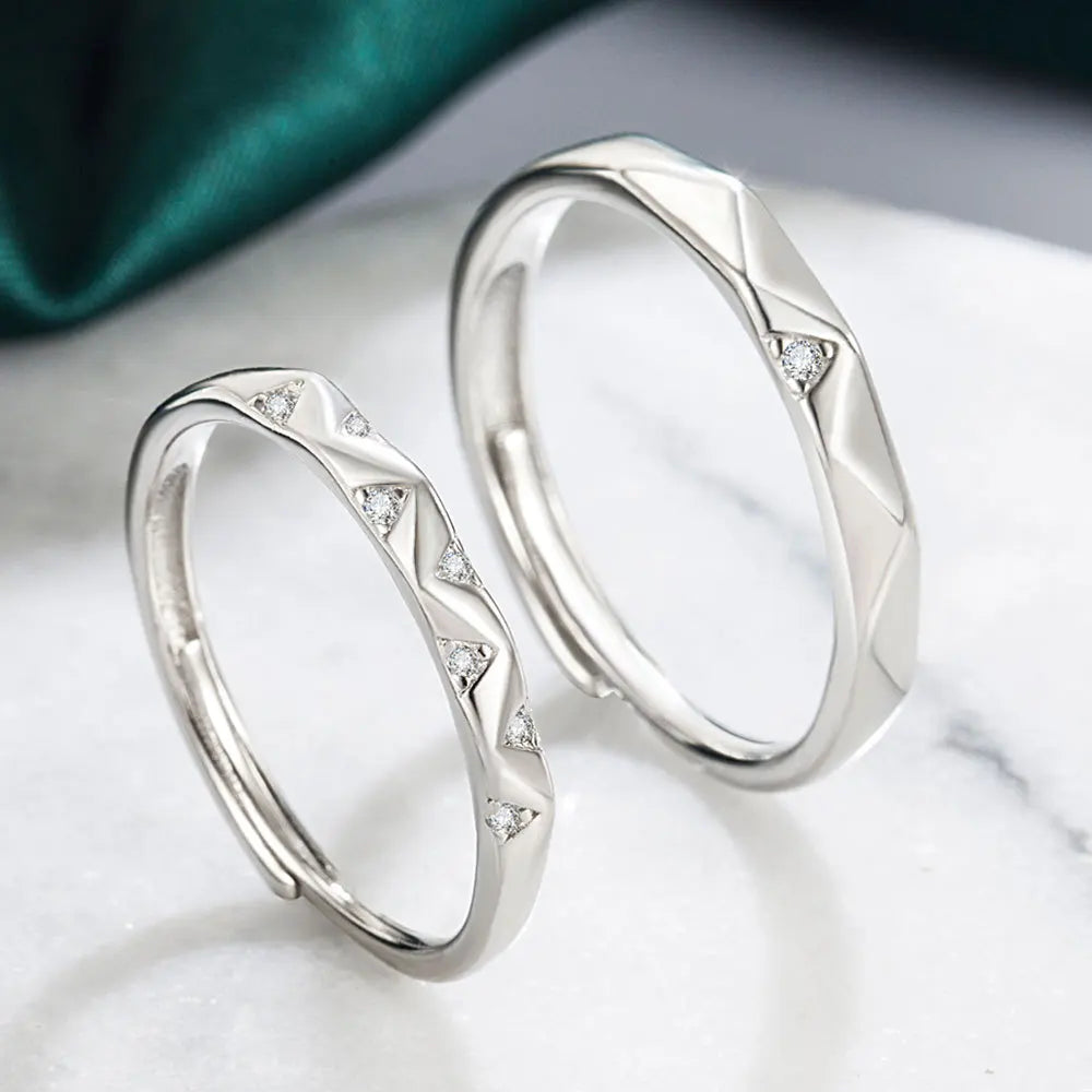 Anillos de Pareja con Diamantes y Moissanita en Plata de Ley 925