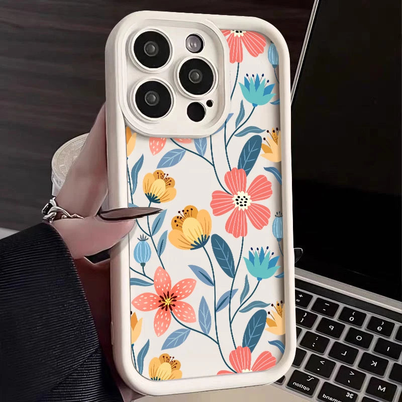 Funda de Silicona con Flores de Colores para iPhone