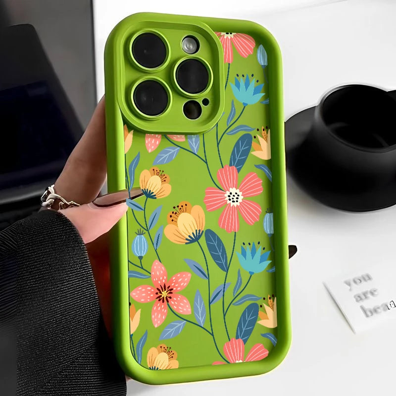 Funda de Silicona con Flores de Colores para iPhone