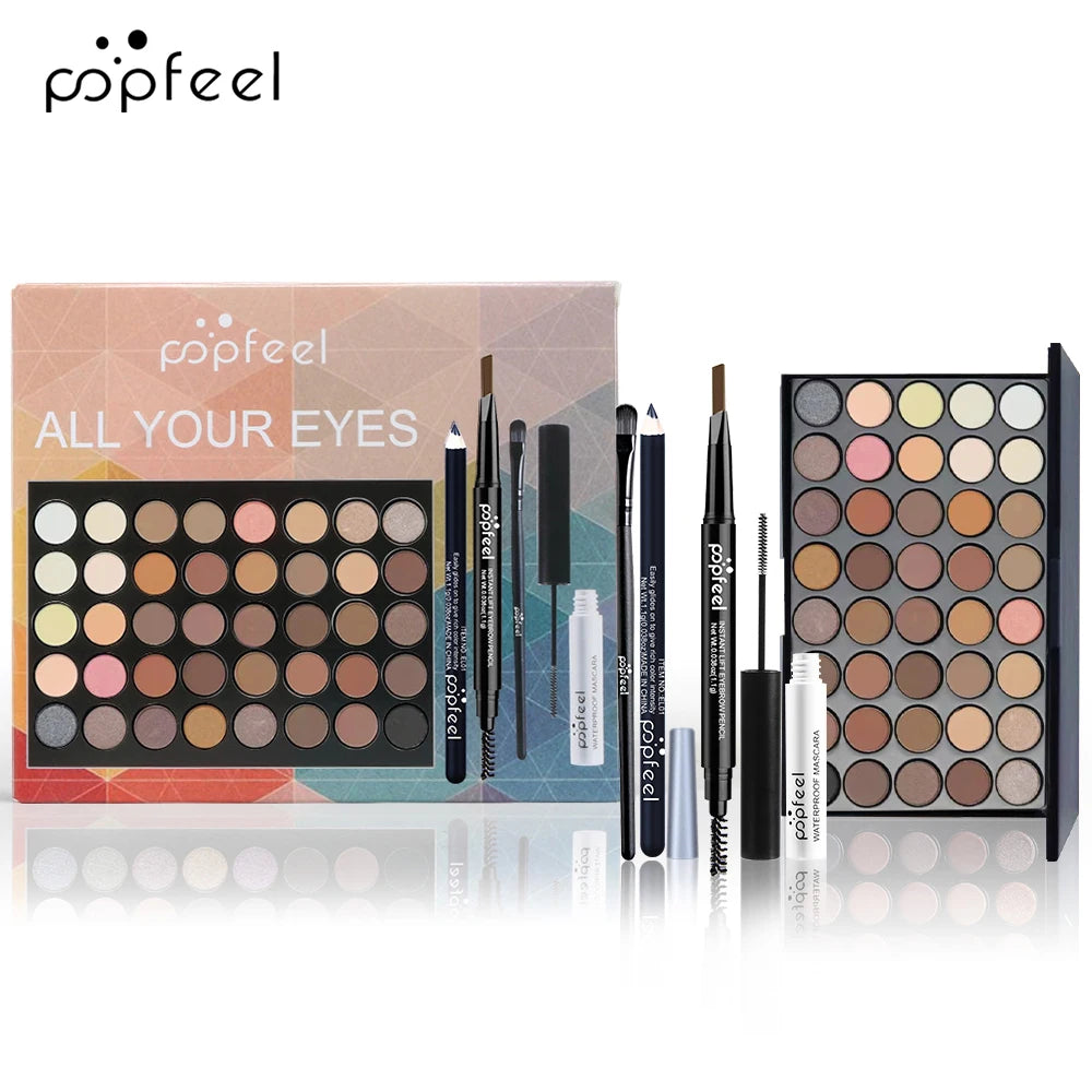 Set de Maquillaje Popfeel – Paleta de Sombras, Delineador, Máscara y Lápiz de Cejas