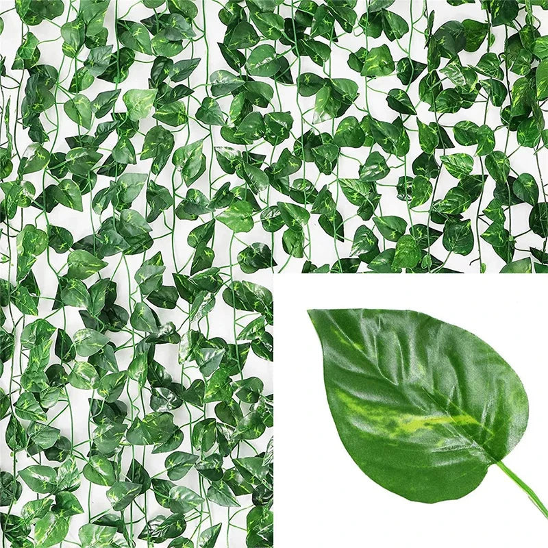 Guirnalda de Hojas de Seda Artificial – Hiedra Verde para Decoración