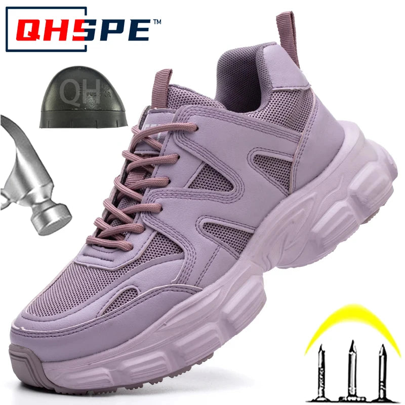 Zapatos de Trabajo para Mujer QHSPE – Punta de Acero y Antideslizante 👷‍♀️