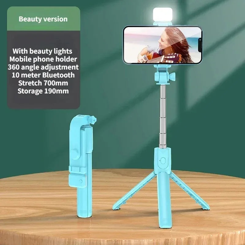 Trípode Inalámbrico con Luz y Control Remoto Bluetooth para Selfies