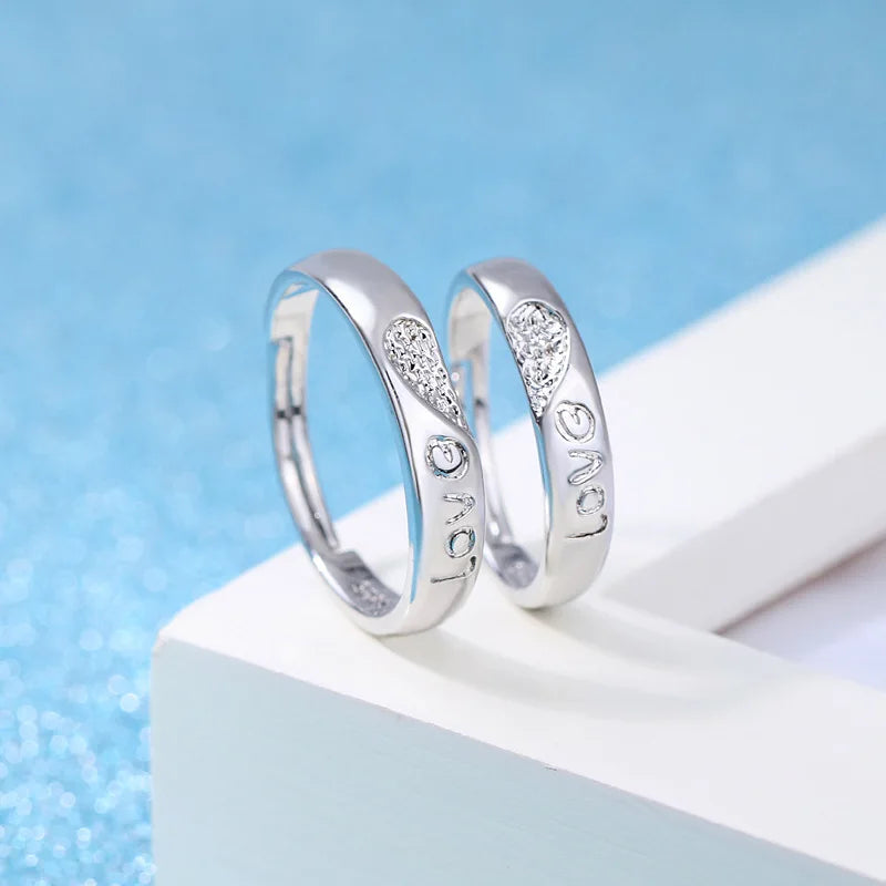 Anillos de Pareja con Diamantes y Moissanita en Plata de Ley 925