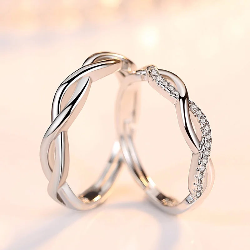 Anillos de Pareja con Diamantes y Moissanita en Plata de Ley 925