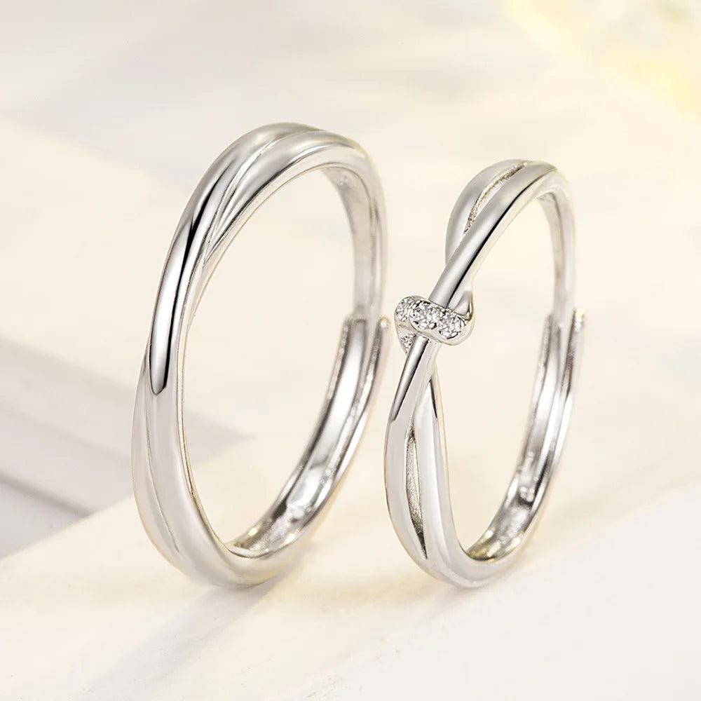 Anillos de Pareja con Diamantes y Moissanita en Plata de Ley 925