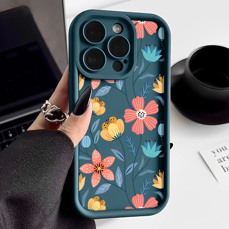 Funda de Silicona con Flores de Colores para iPhone