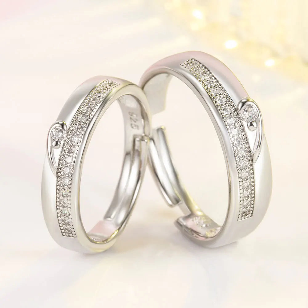 Anillos de Pareja con Diamantes y Moissanita en Plata de Ley 925