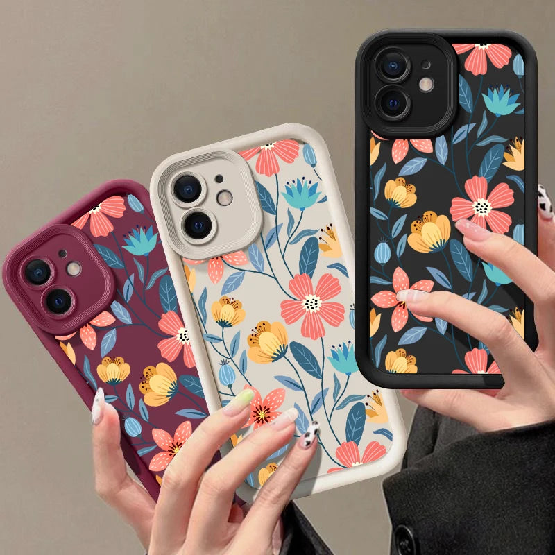 Funda de Silicona con Flores de Colores para iPhone