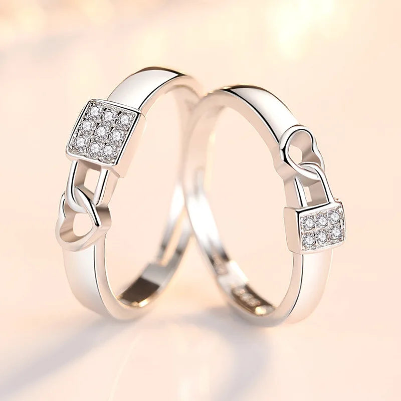 Anillos de Pareja con Diamantes y Moissanita en Plata de Ley 925