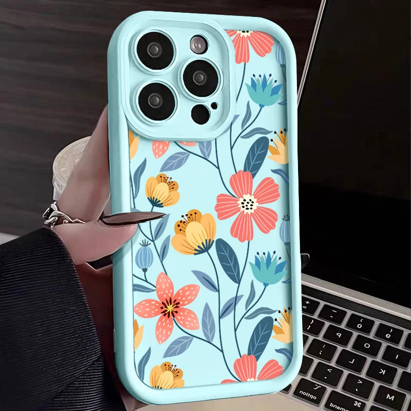 Funda de Silicona con Flores de Colores para iPhone