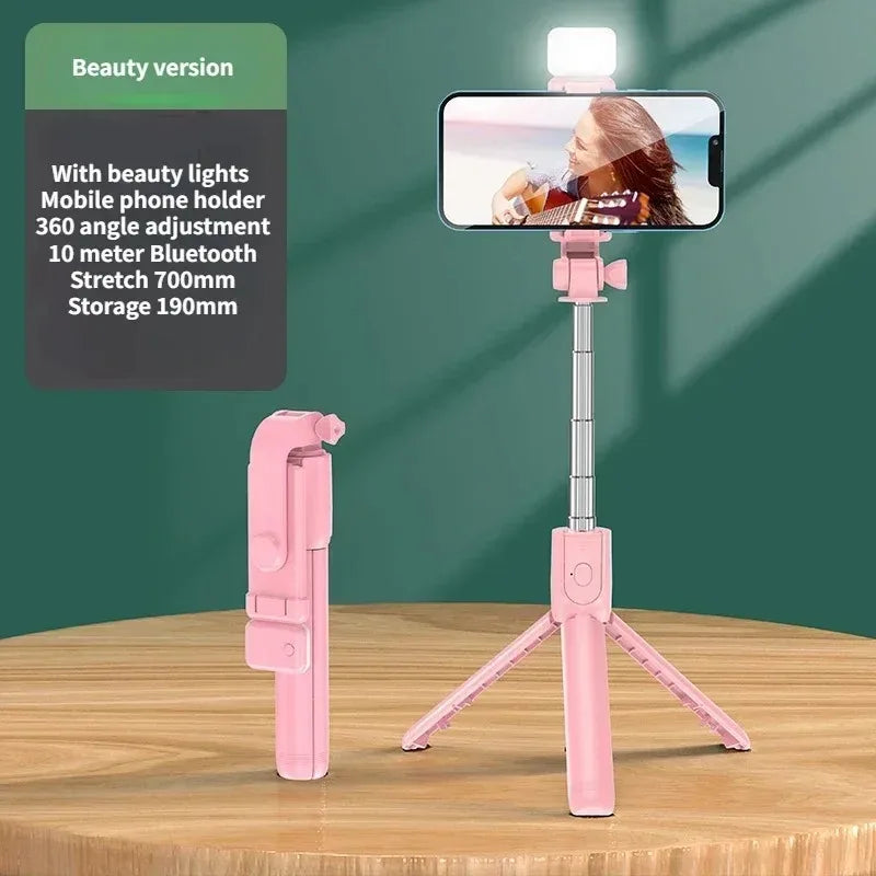 Trípode Inalámbrico con Luz y Control Remoto Bluetooth para Selfies