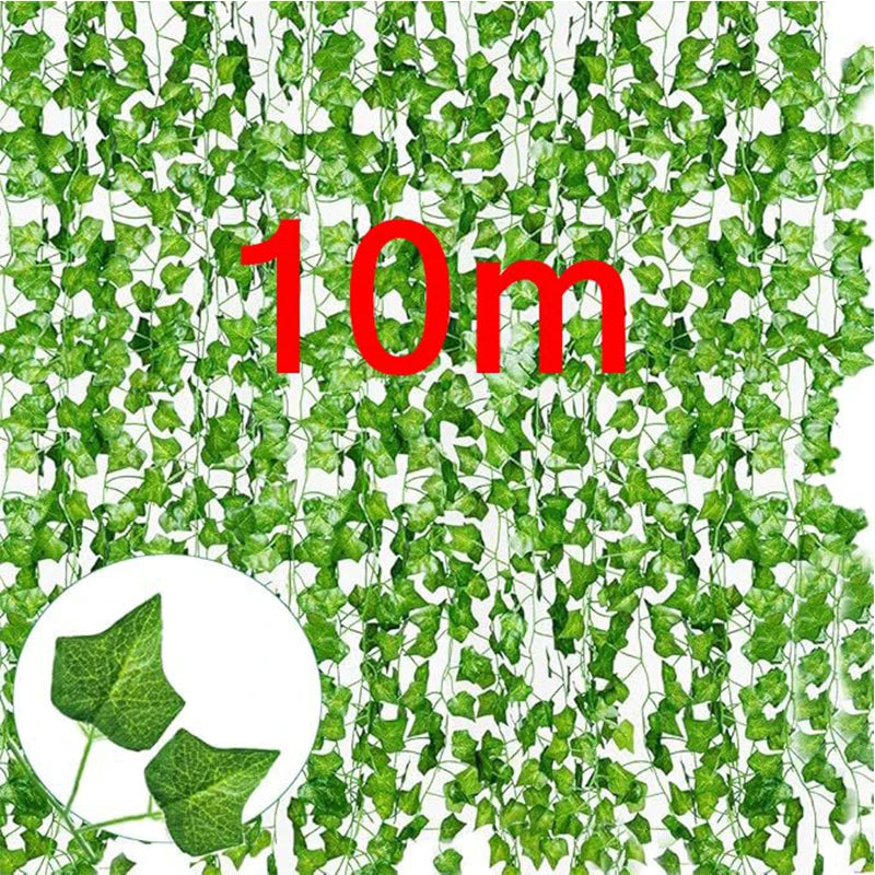 Guirnalda de Hojas de Seda Artificial – Hiedra Verde para Decoración