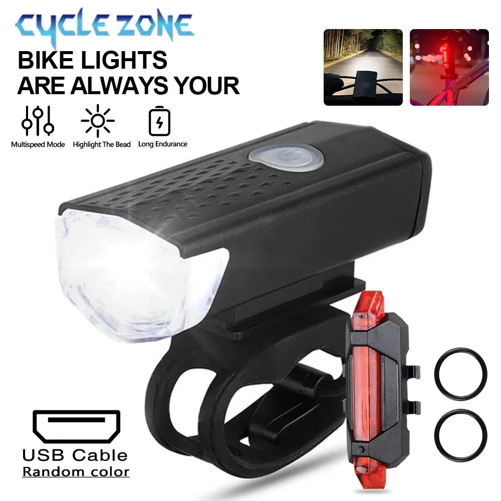 Juego de Luces Delanteras y Traseras USB Recargables para Bicicleta