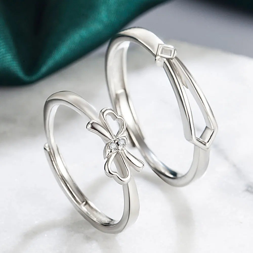 Anillos de Pareja con Diamantes y Moissanita en Plata de Ley 925