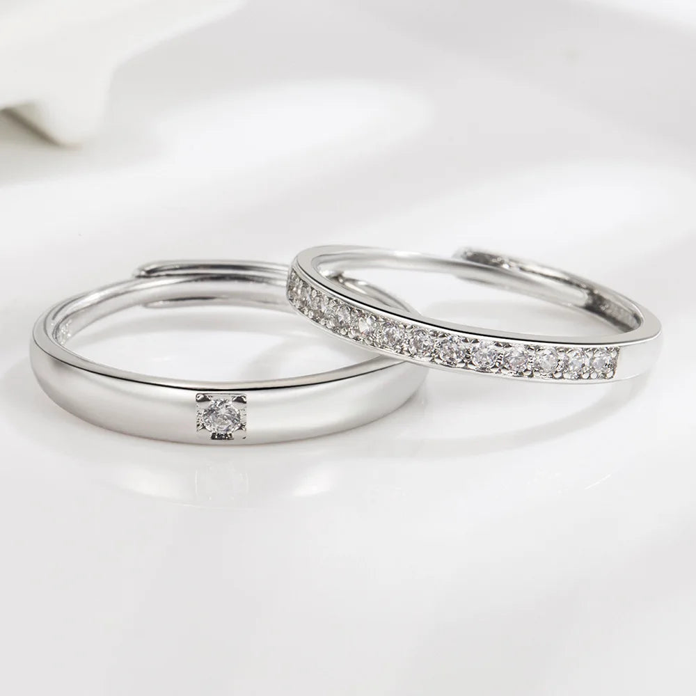Anillos de Pareja con Diamantes y Moissanita en Plata de Ley 925