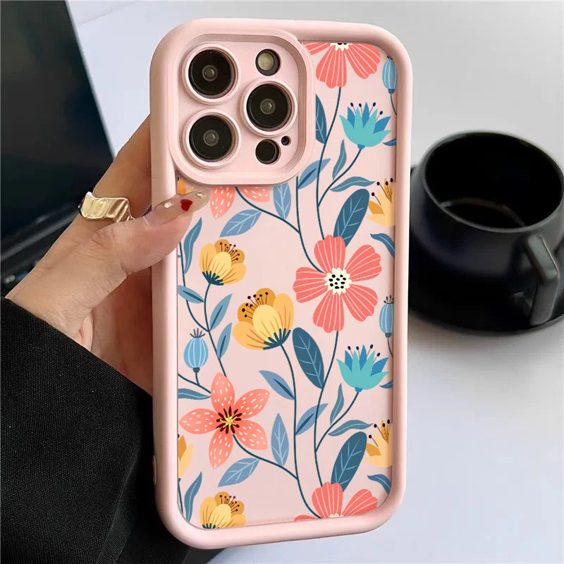 Funda de Silicona con Flores de Colores para iPhone