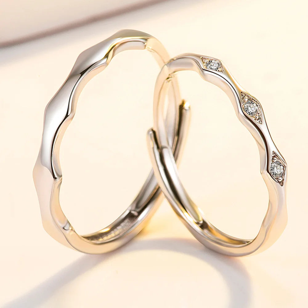 Anillos de Pareja con Diamantes y Moissanita en Plata de Ley 925