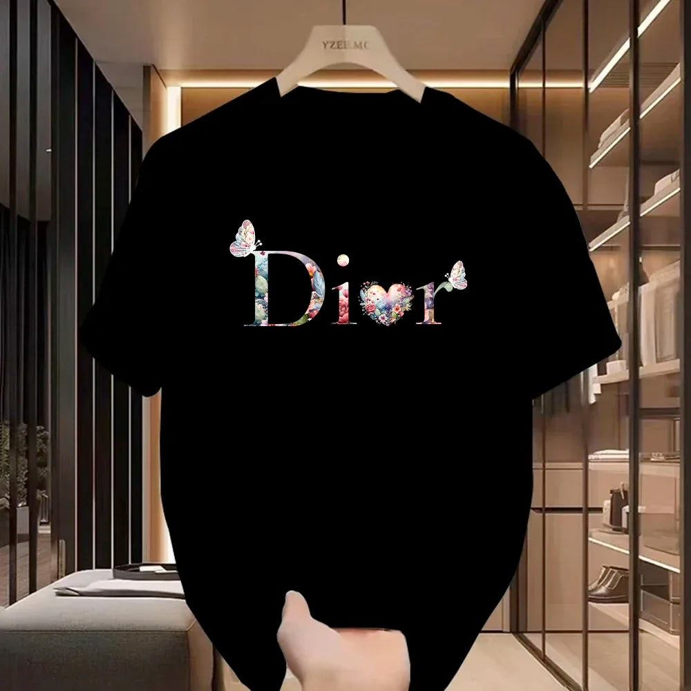 Camiseta Casual de Mujer – Estampado de Letras, Ligera y Cómoda 👚✨